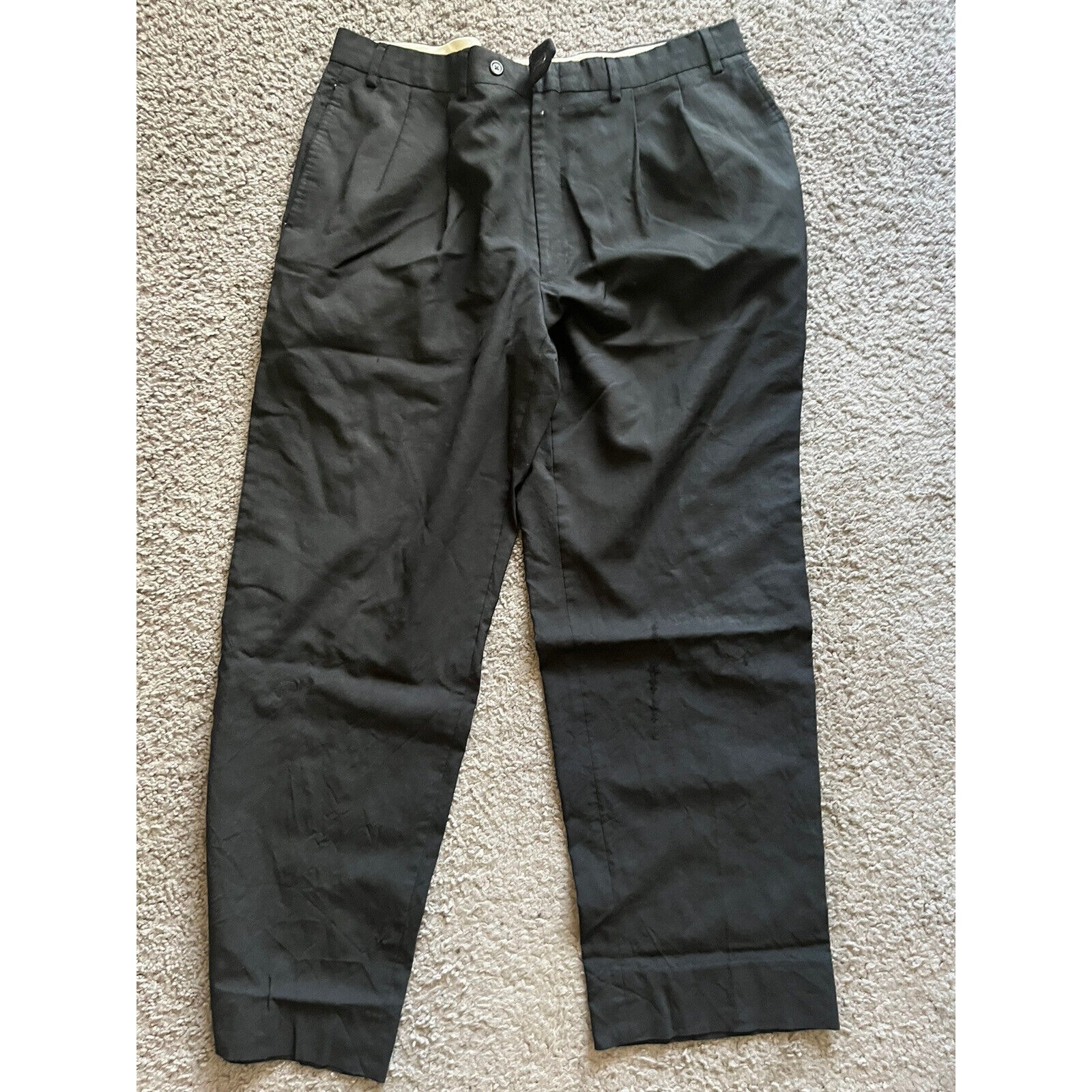 Men’s 36x30 Wool Lauren Ralph Lauren Black Solid Pleated Pants